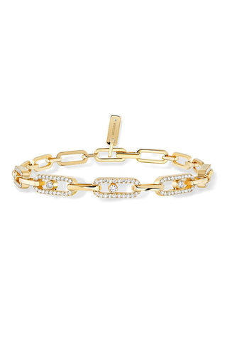 Diamond Bracelet (0.04 ct, GH-SI), 14 KT Yellow Gold Jewellery - Eternally Linked Diamond Chain Bracelet for Women. Length 7.25 inch.