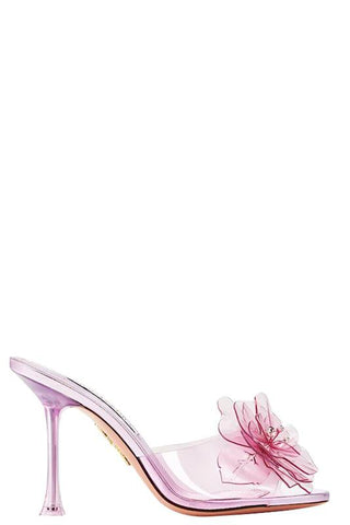 Aquazzura Amore 95mm leather mules - Purple