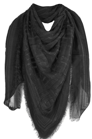 Wool scarf with large Balmain monogram black - Women