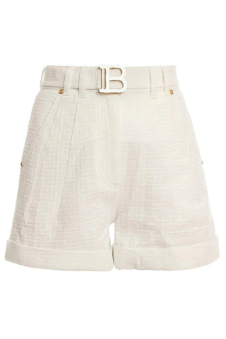 BALMAIN, Monogram Denim Shorts, Women