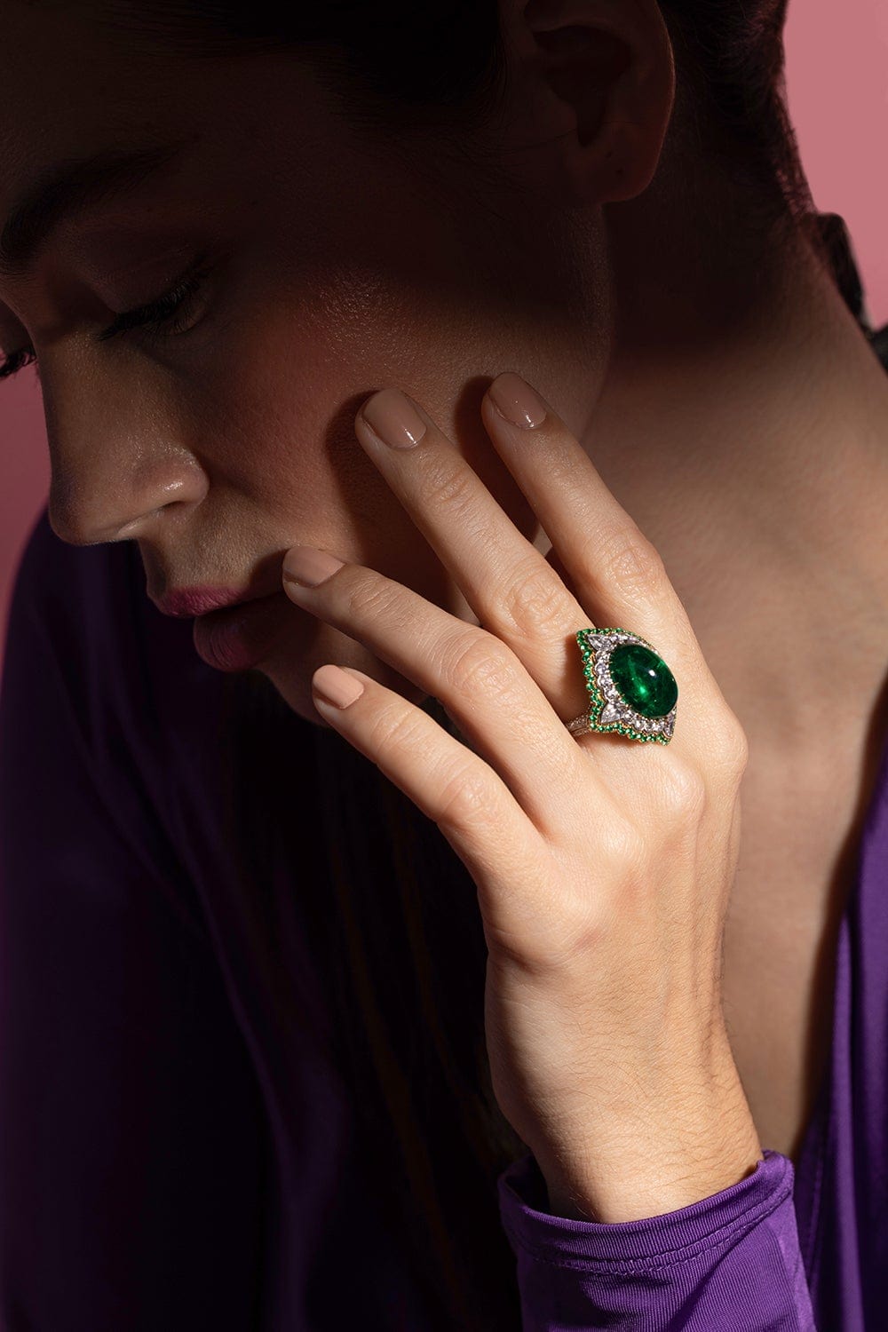 BAYCO JEWELRYFINE JEWELRING PLAT / 5.25 Zambian Emerald Ring