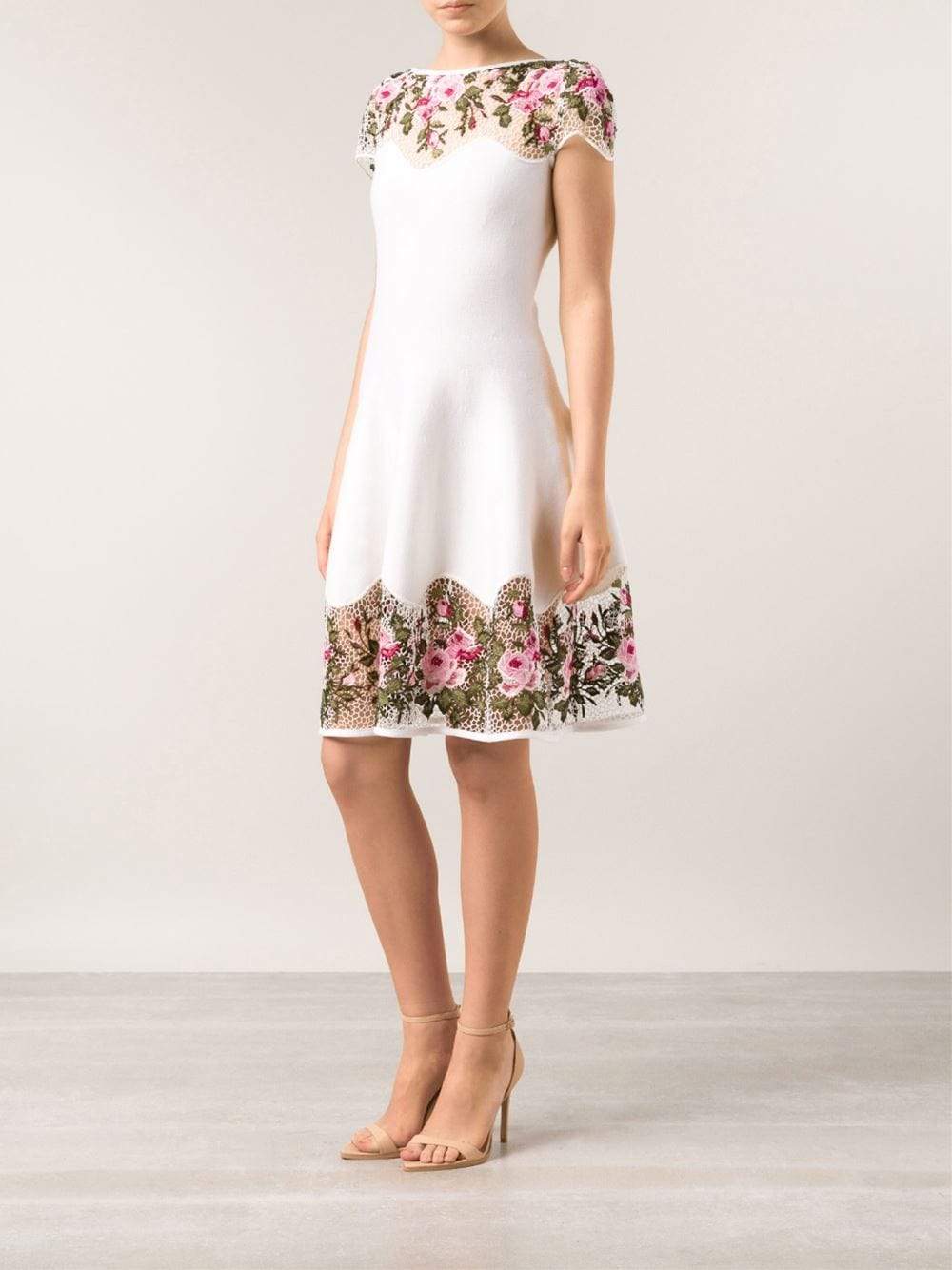 BLUMARINE CLOTHINGDRESSCOCKTAIL Floral Dress With Macrame Detail