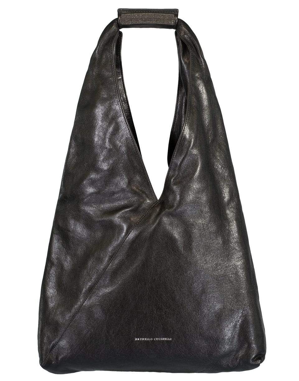 Lemels Oatmeal Leather Flat Hobo Bag