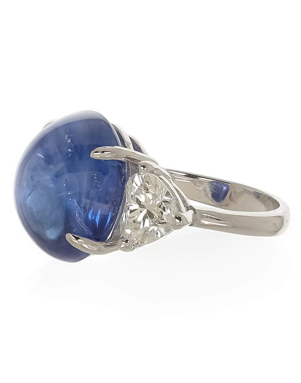 Cabochon Ceylon Sapphire and Diamond Ring