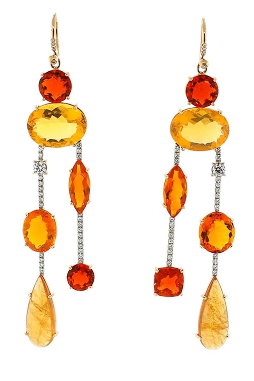 IRENE NEUWIRTH JEWELRY-Fire Opal Diamond Drop Earrings-ROSE GOLD