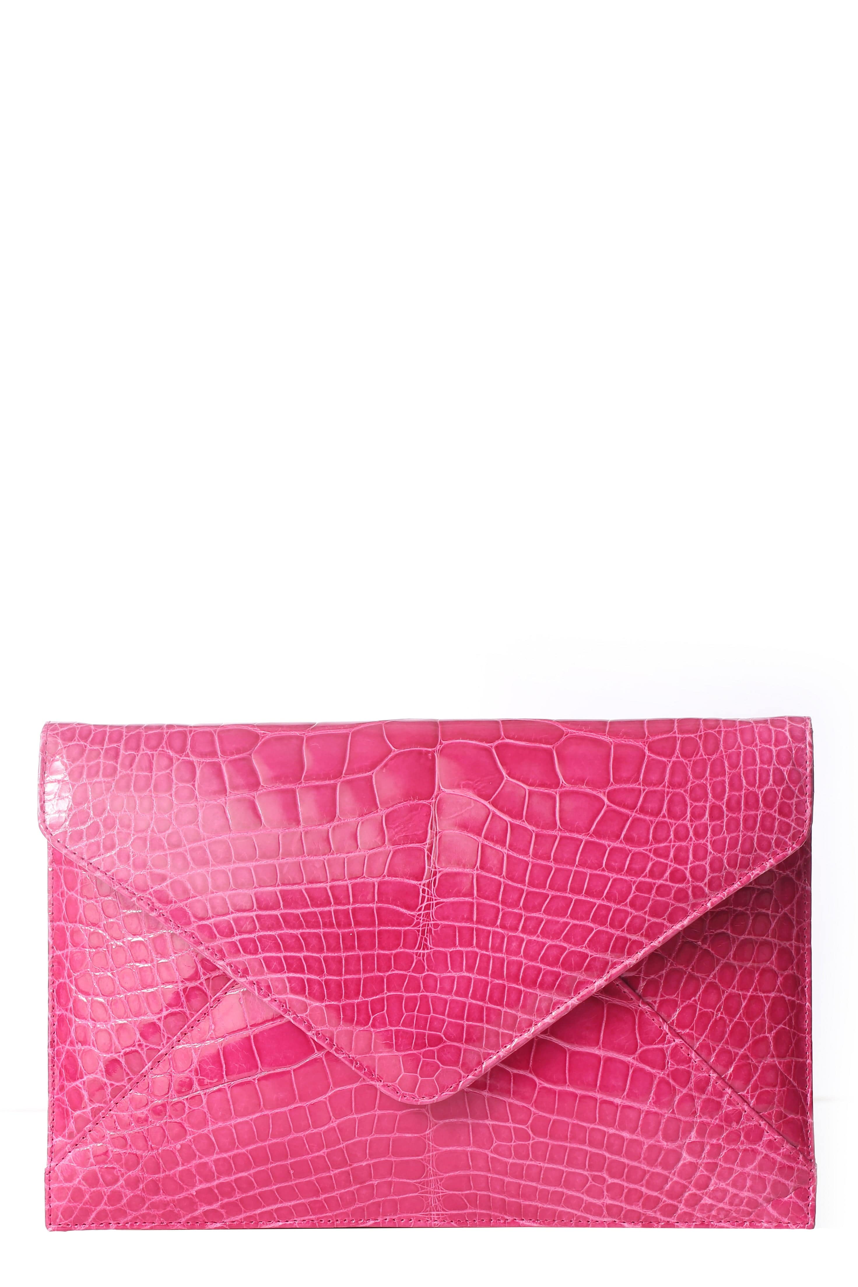 Bright Pink Alligator Envelope Clutch – Marissa Collections