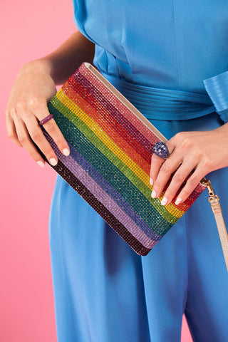 Judith Leiber Fizzoni Rainbow Crystal Full-Beaded Clutch Bag