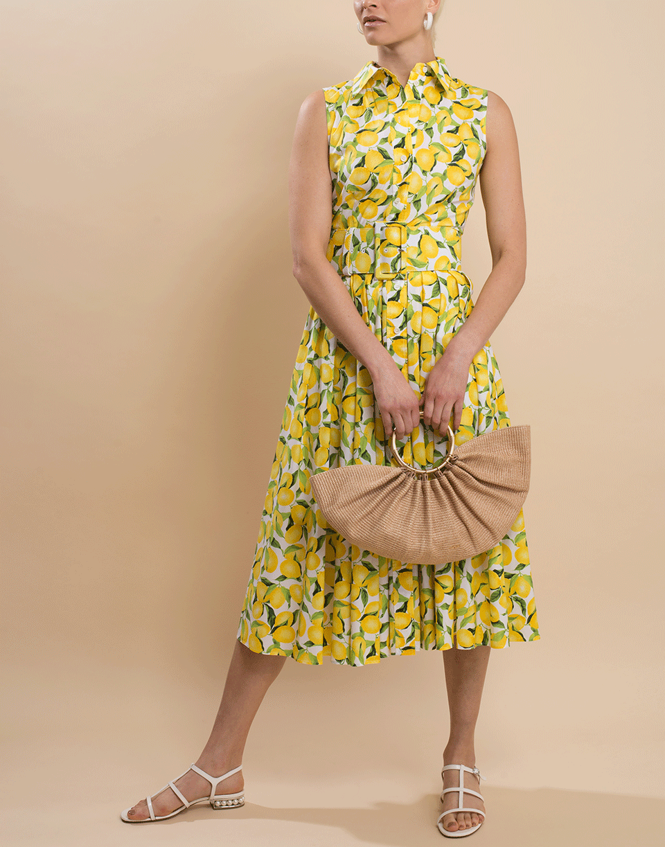 Sleeveless Lemon Print Belted Shirt Dress – Marissa Collections