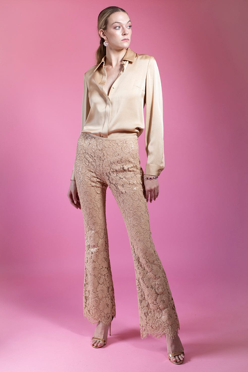 Paillette Lace Flare Pant - Floral – Marissa Collections