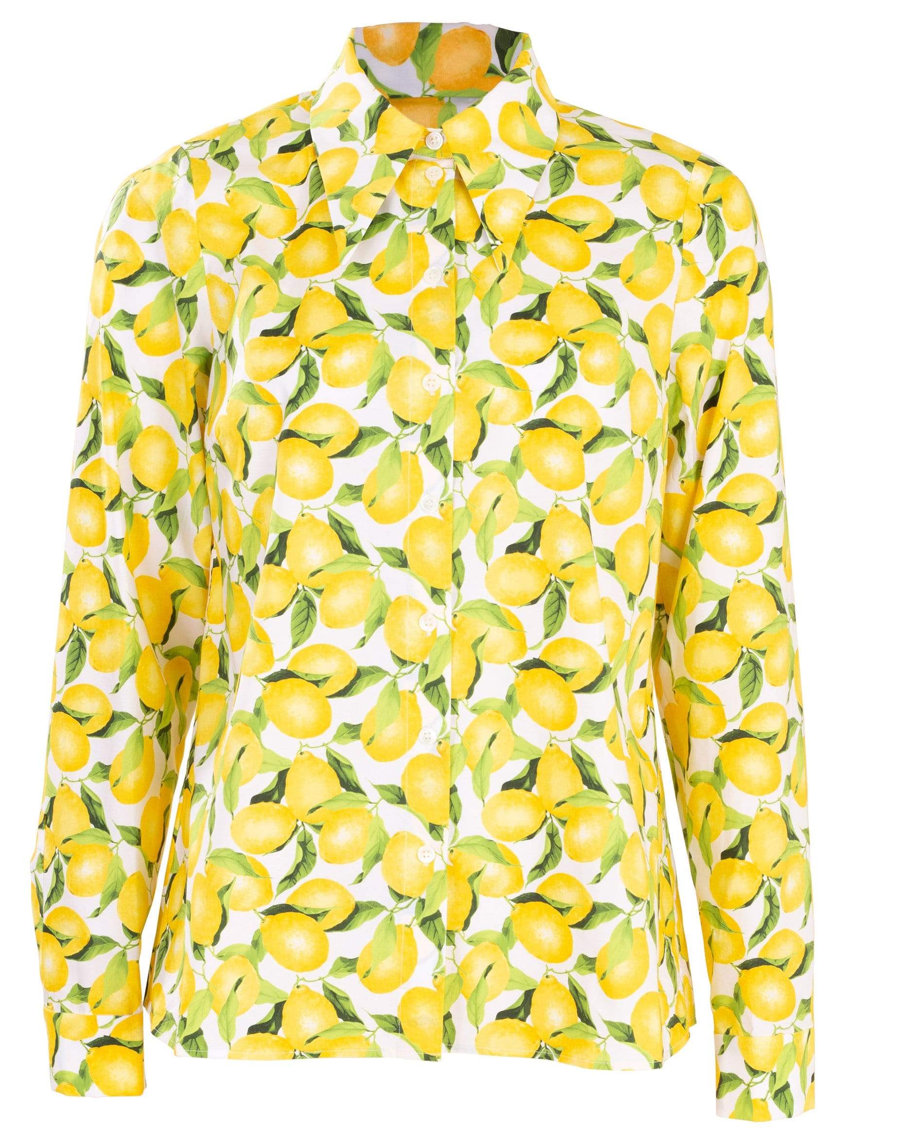 Lemon Print Button Down Blouse – Marissa Collections