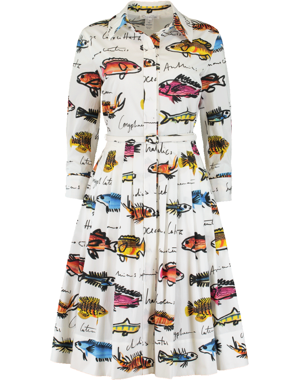 Fish Print Shirt Dress – Marissa Collections