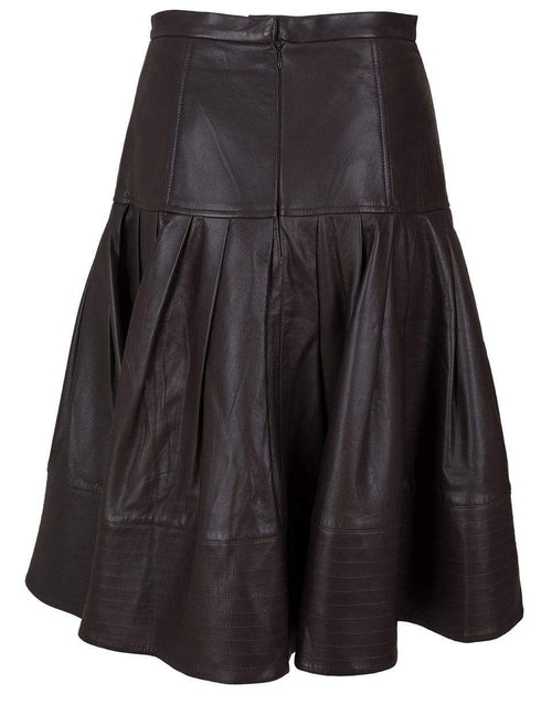 Yoke Waist Full Leather Skirt