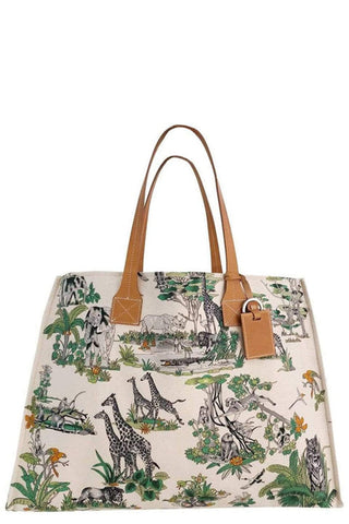 Rani Arabella Siena Belt-Print Canvas Shopper Tote Bag