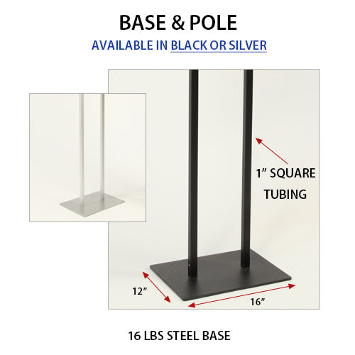 Double Pole Floor Stand 13x19 Sign Holder | Snap Frame (with Radius Corners)