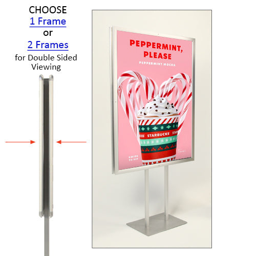 Double Pole Floor Stand 24x30 Sign Holder | Snap Frame 1 1/4