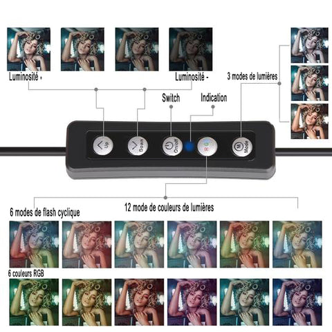 ring light rgb mode de couleurs