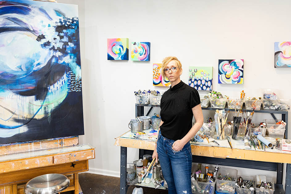 Suze Ford Artist in the studio