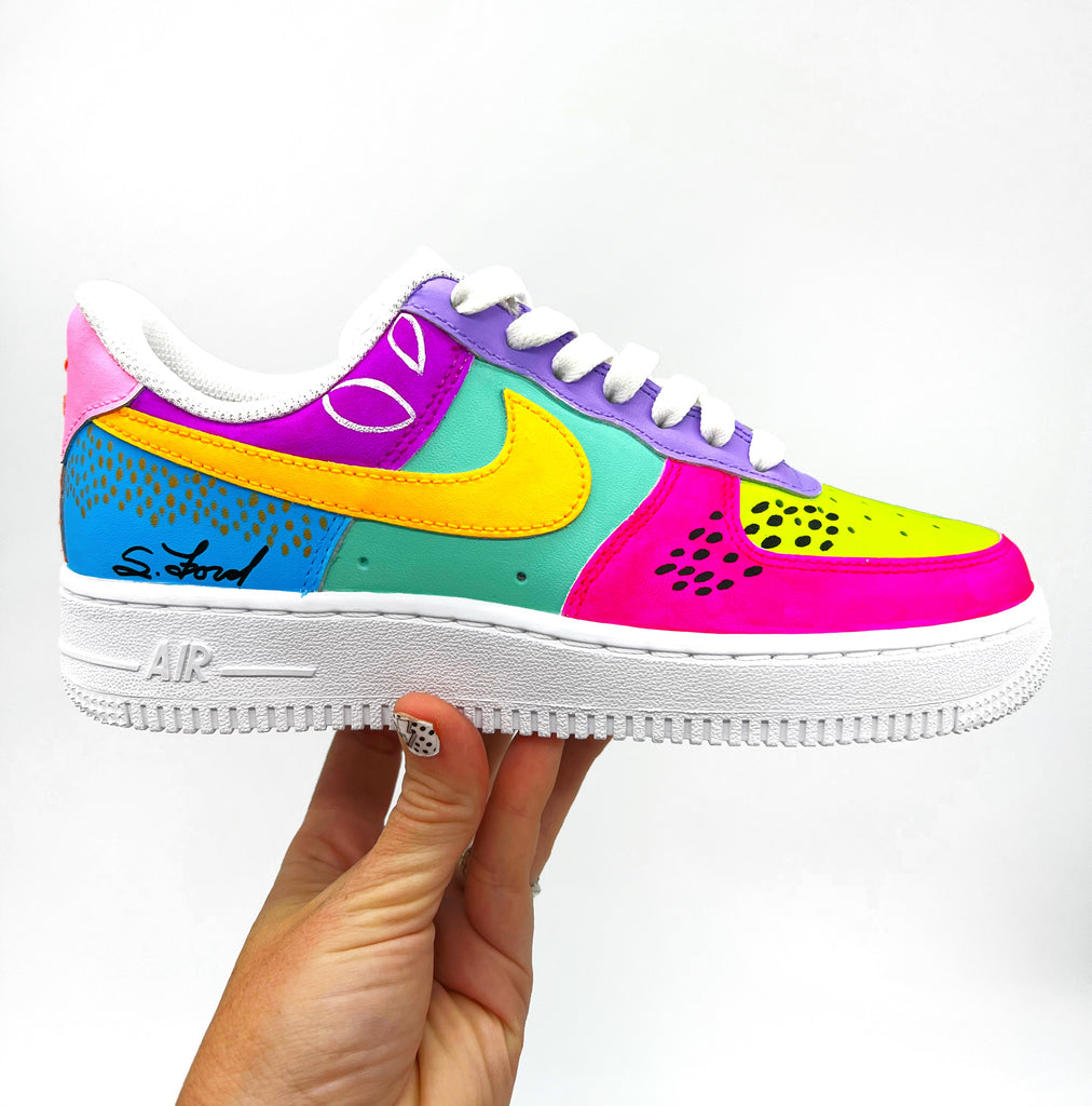 lluvia hueco Hacer la cama Womens Hand painted Nike Air Force Ones – Suze Ford Studios