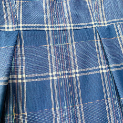 Light blue check fabric with calf length dress