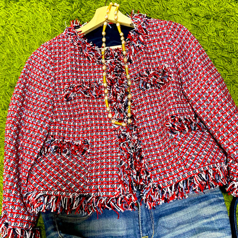 トリコロールのコットンツイードジャケット　Tricolor cotton tweed jacket