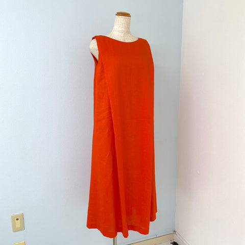  Orange linen dress. summer.