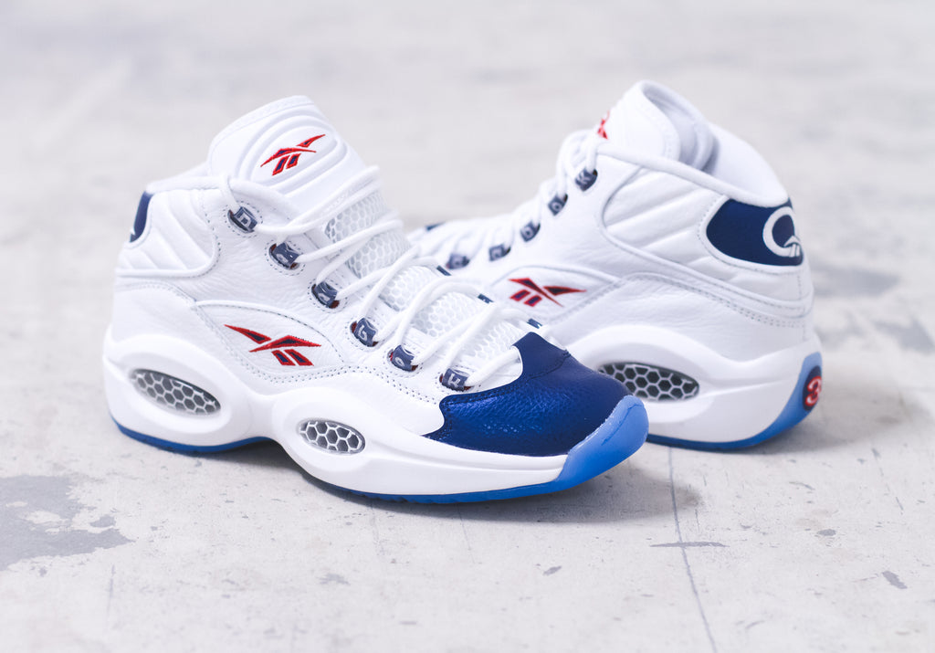 Reebok Question Mid Retro OG in White/Pearlized Navy/ Red - (J82534)