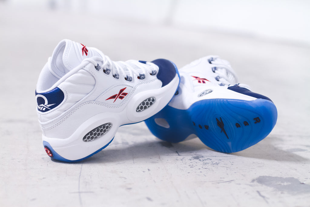 Reebok Question Mid Retro OG in White/Pearlized Navy/ Red - (J82534)