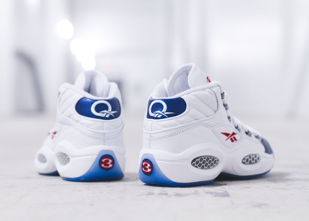 Reebok Question Mid Retro OG in White/Pearlized Navy/ Red - (J82534)