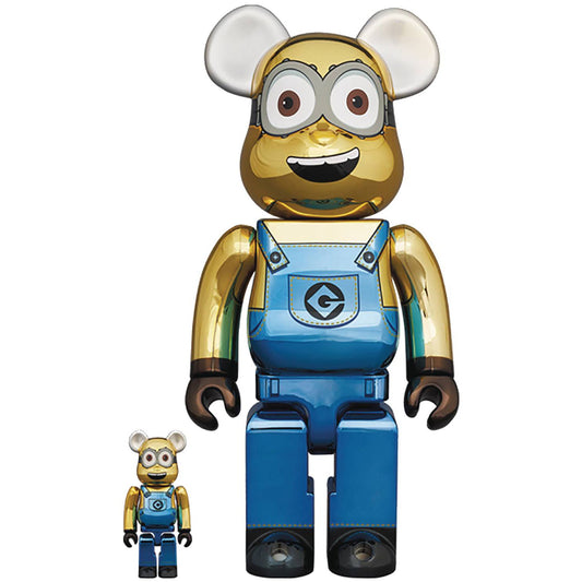 Medicom Japan Minions Kevin Chrome 100% & 400% Bearbrick