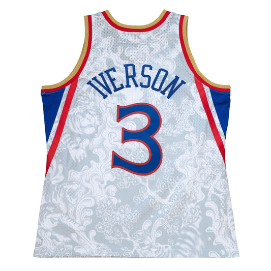 Shop Mitchell & Ness Philadelphia 76ers Allen Iverson Road Swingman Jersey  SMJYGS18201-P76BLCK00AIV black