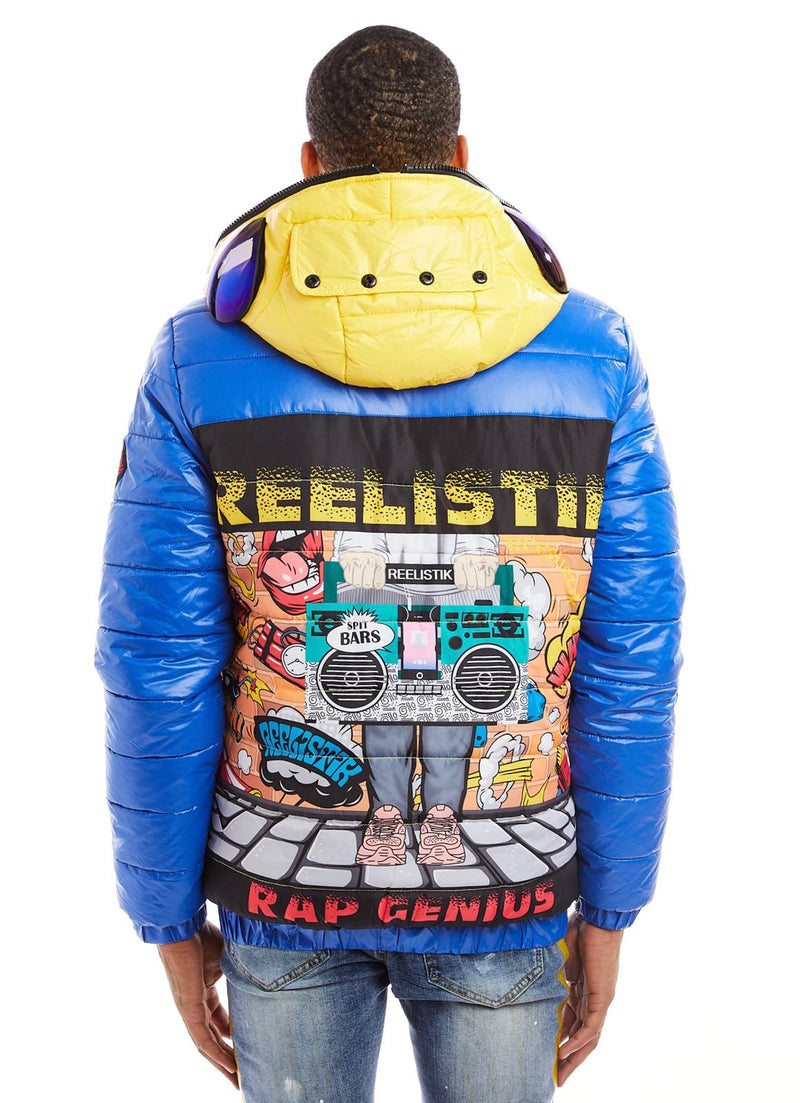 Reelistik-Rap Genius Puffer Jacket-Blue/Yellow – Todays Man Store