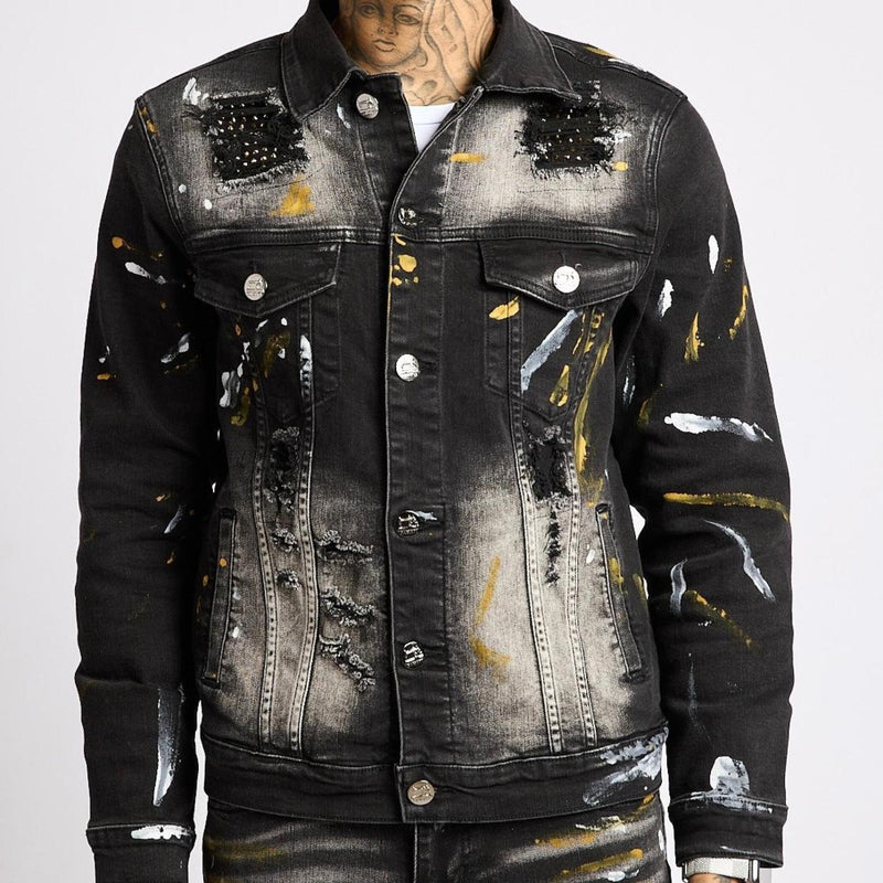 Damati-Stone & Splatter Denim Jacket-Black/Gold – Todays Man Store