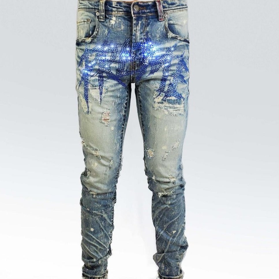 Preme Jeans-Scripted Light Blue Crystal Denim-Iguazu-PR-WB-525 – Todays ...