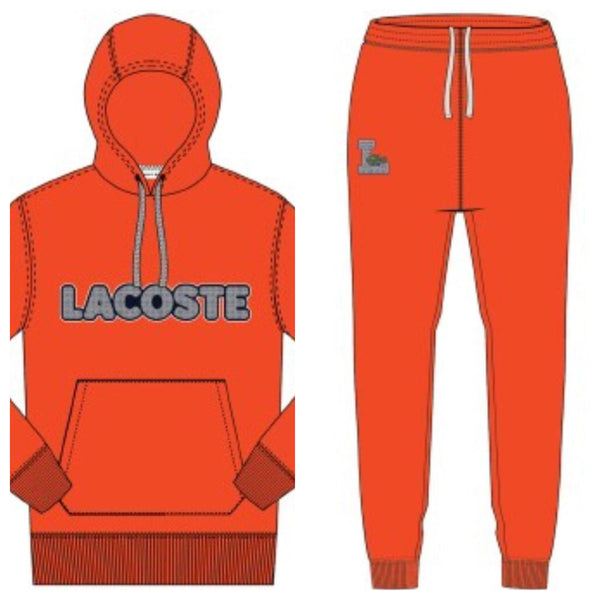 orange lacoste sweatsuit