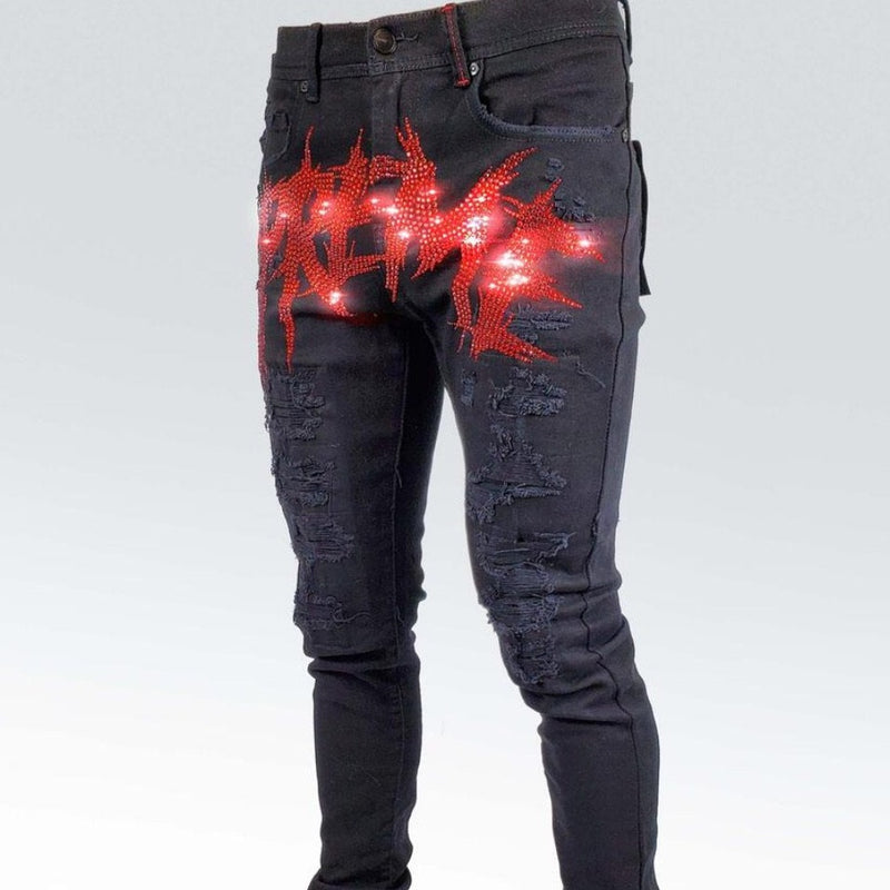 red & black jeans