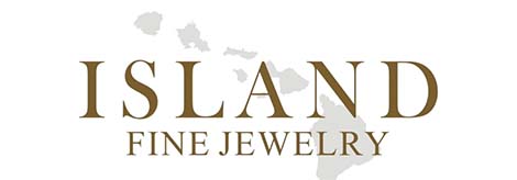 logo of Island Fine Jewelry with the Islands of Hawaii in the background 