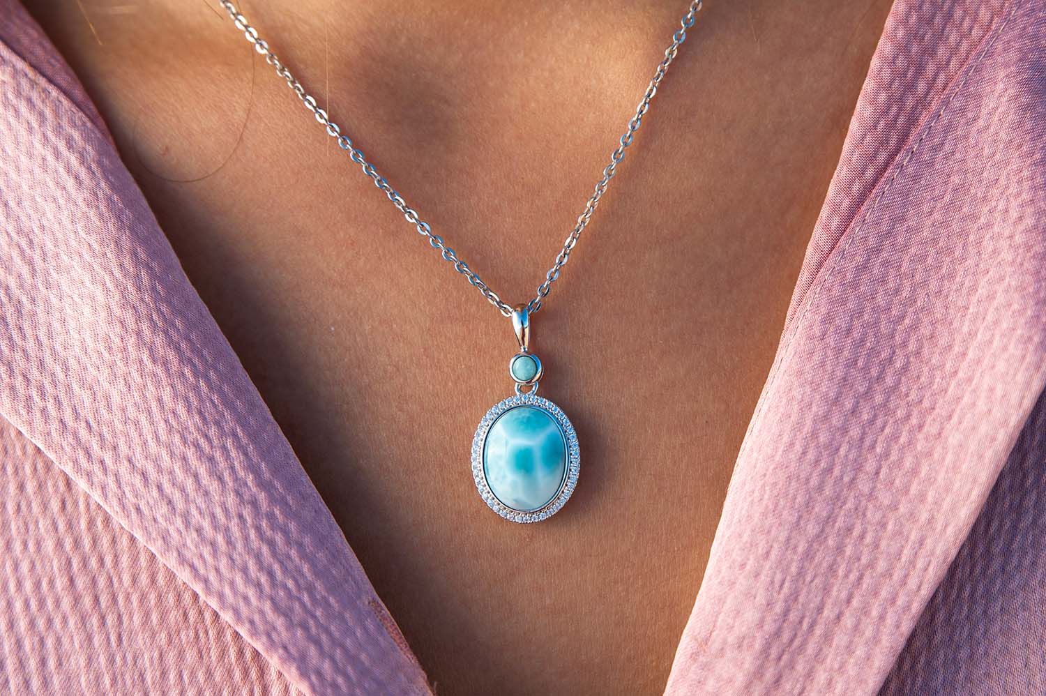 Larimar Full Moon Pendant