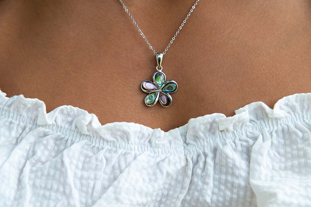 sterling silver plumeria flower pendant