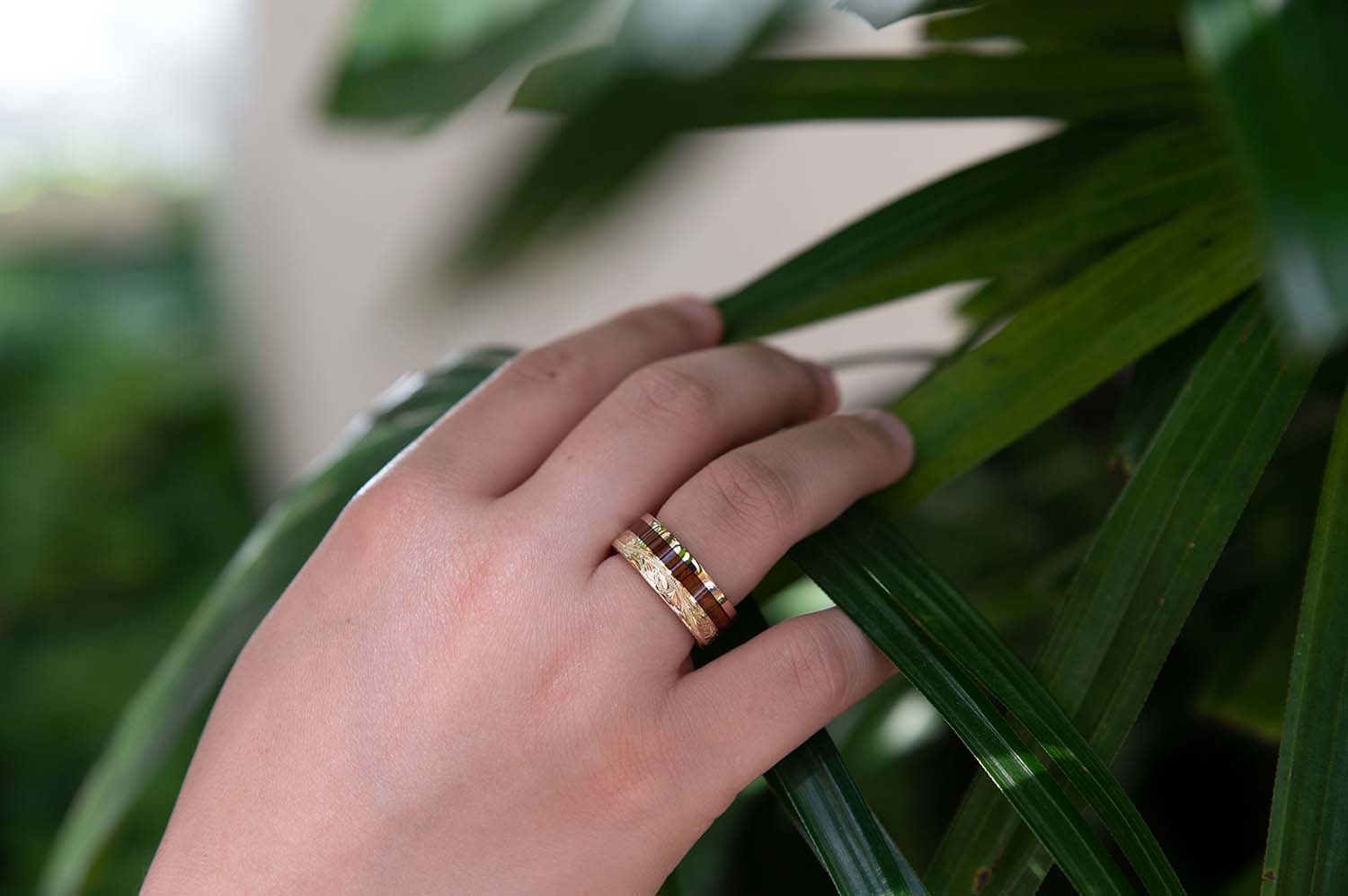 14K Koa Wood Ring