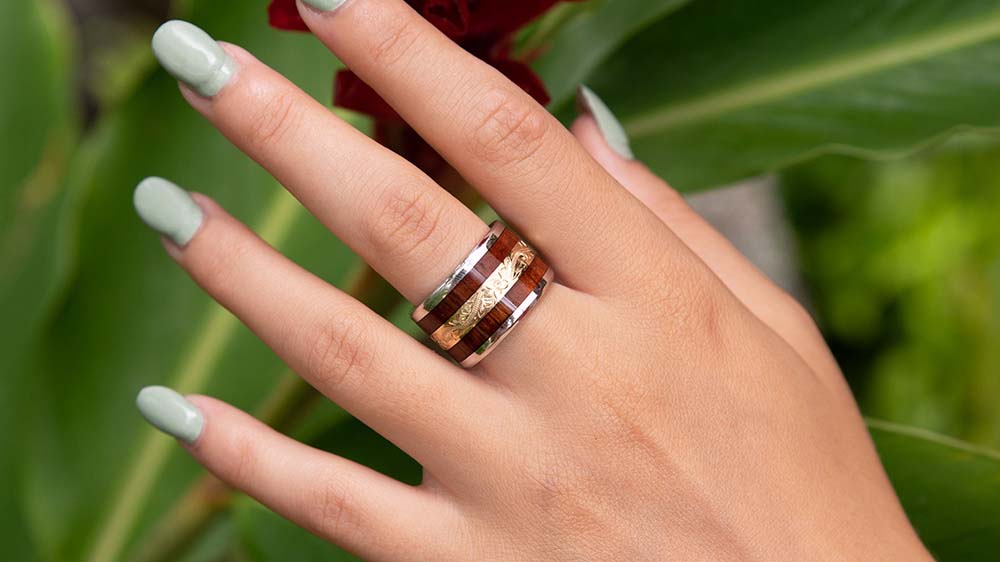 14K Two-Tone Layers of aloha ring