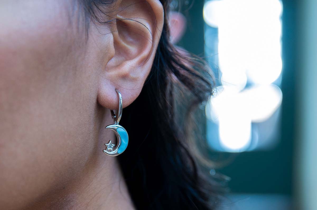 larimar moon & star earrings