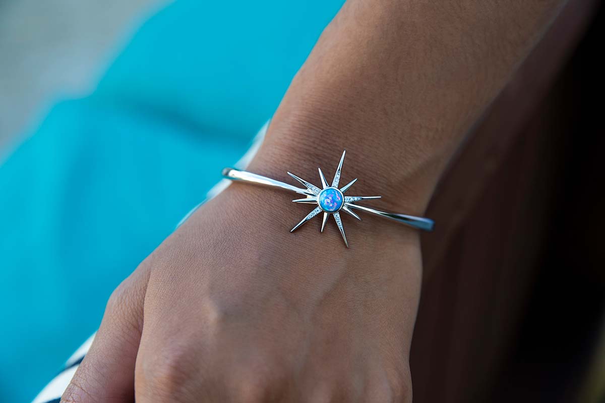 Sustainable Ocean Blue featuring a star urchin bangle