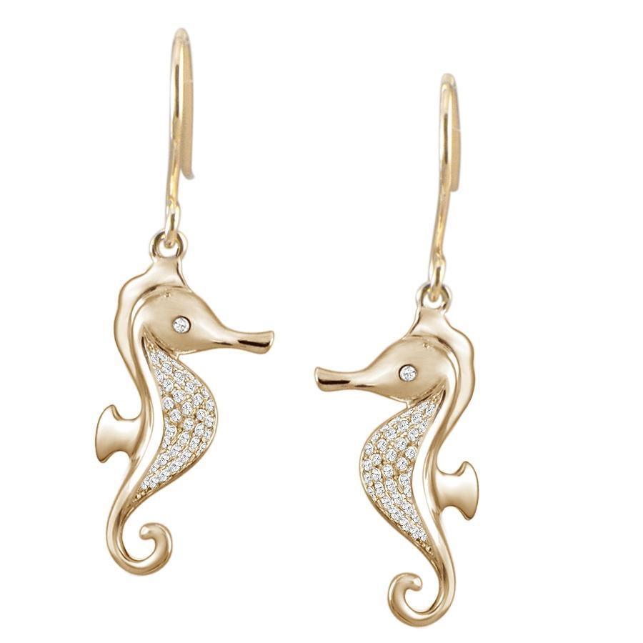 14K Yellow Gold Magical Seahorse Hook Earrings – Island by Koa Nani