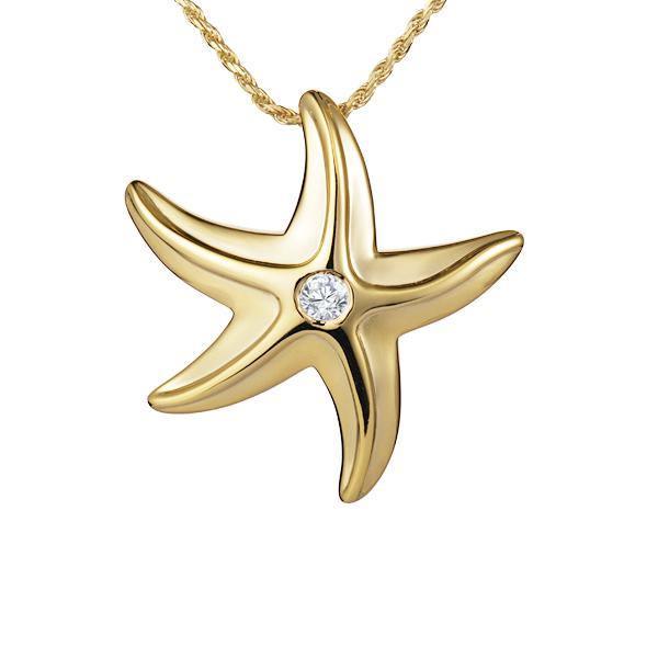 14k Yellow Gold 1/2 ct tw Diamond Open Starfish Necklace JJN1029