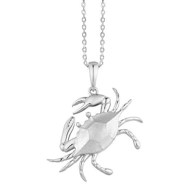 14K White Gold Louisiana Blue Crab Pendant