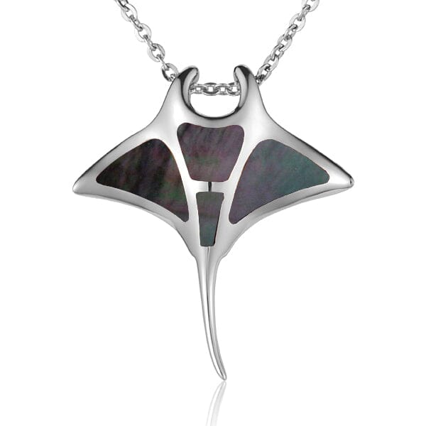 Sterling Silver Sustainable Blue Opal Manta Ray Pendant – Island