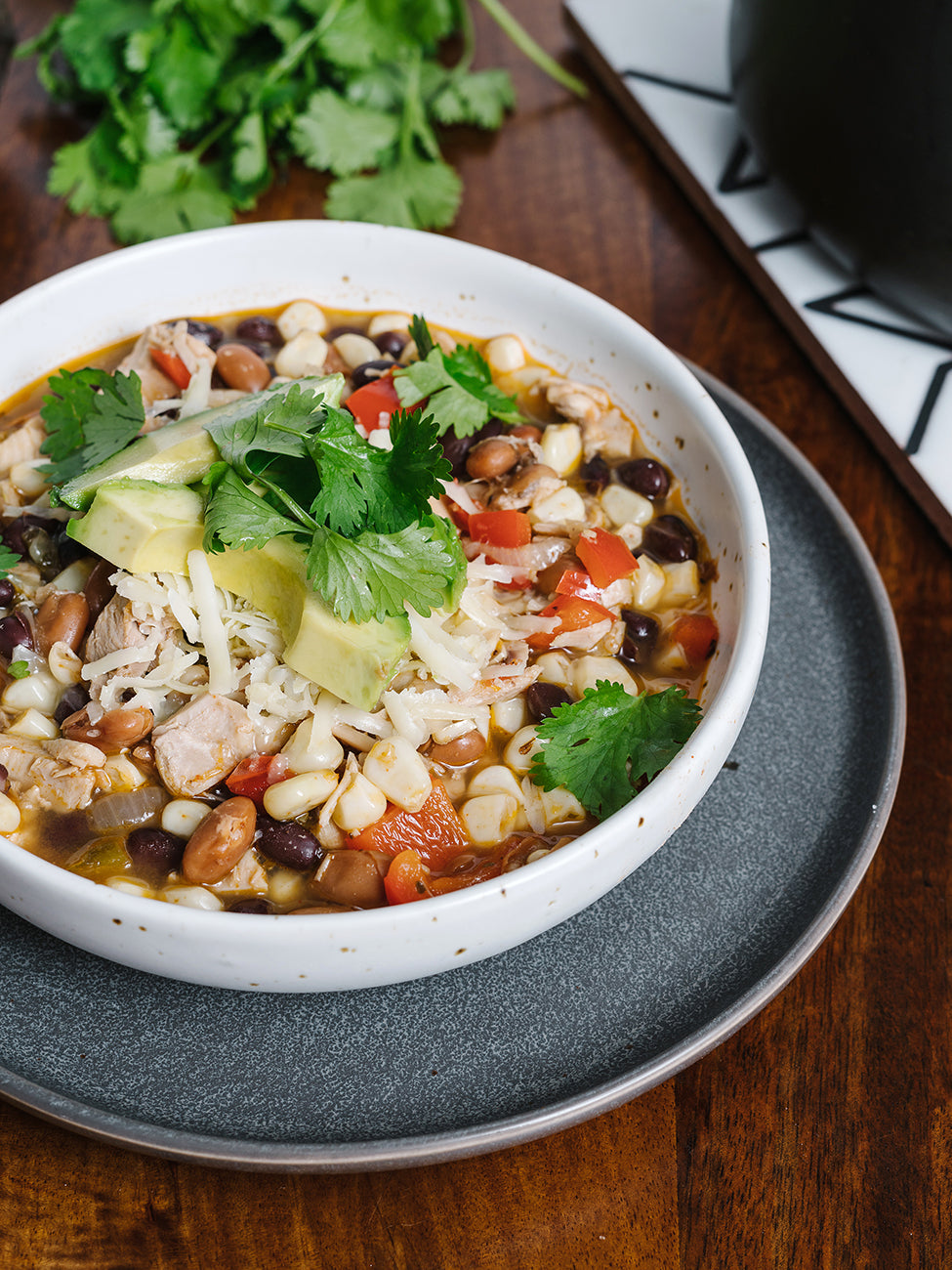 Easy Chicken Chili with Roasted Corn