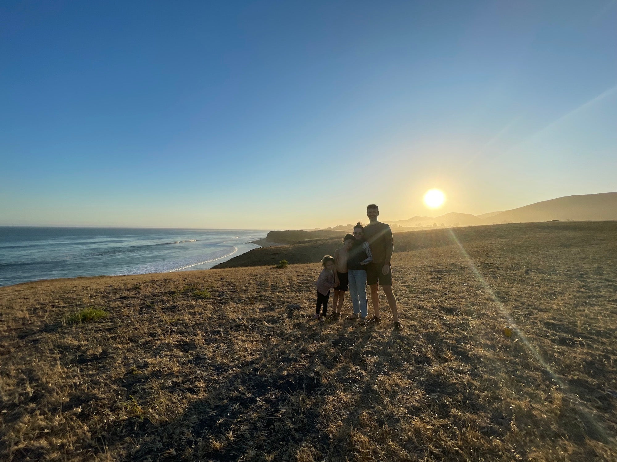 family on the california coast in the summer