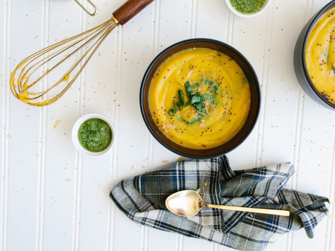 Kid-Friendly Butternut Squash Soup with Pesto