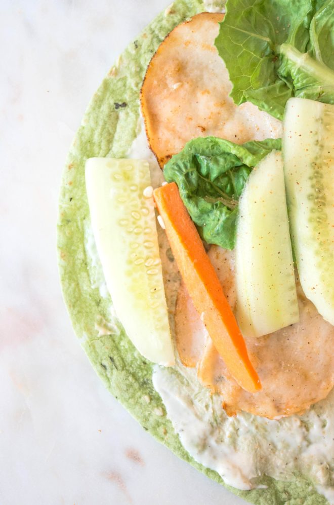 healthy veggies on a wrap - healthy lunch recipes for kids